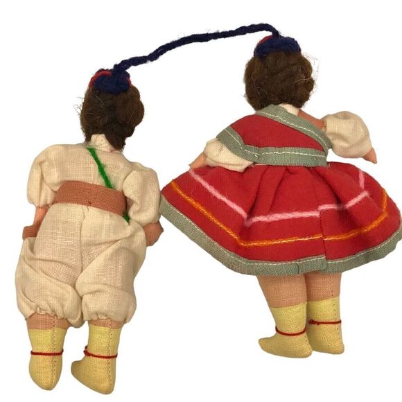 Vintage Cossack Traditional Folk Dancers Wedding Cloth Man Woman Attached Dolls - Picture 7 of 15